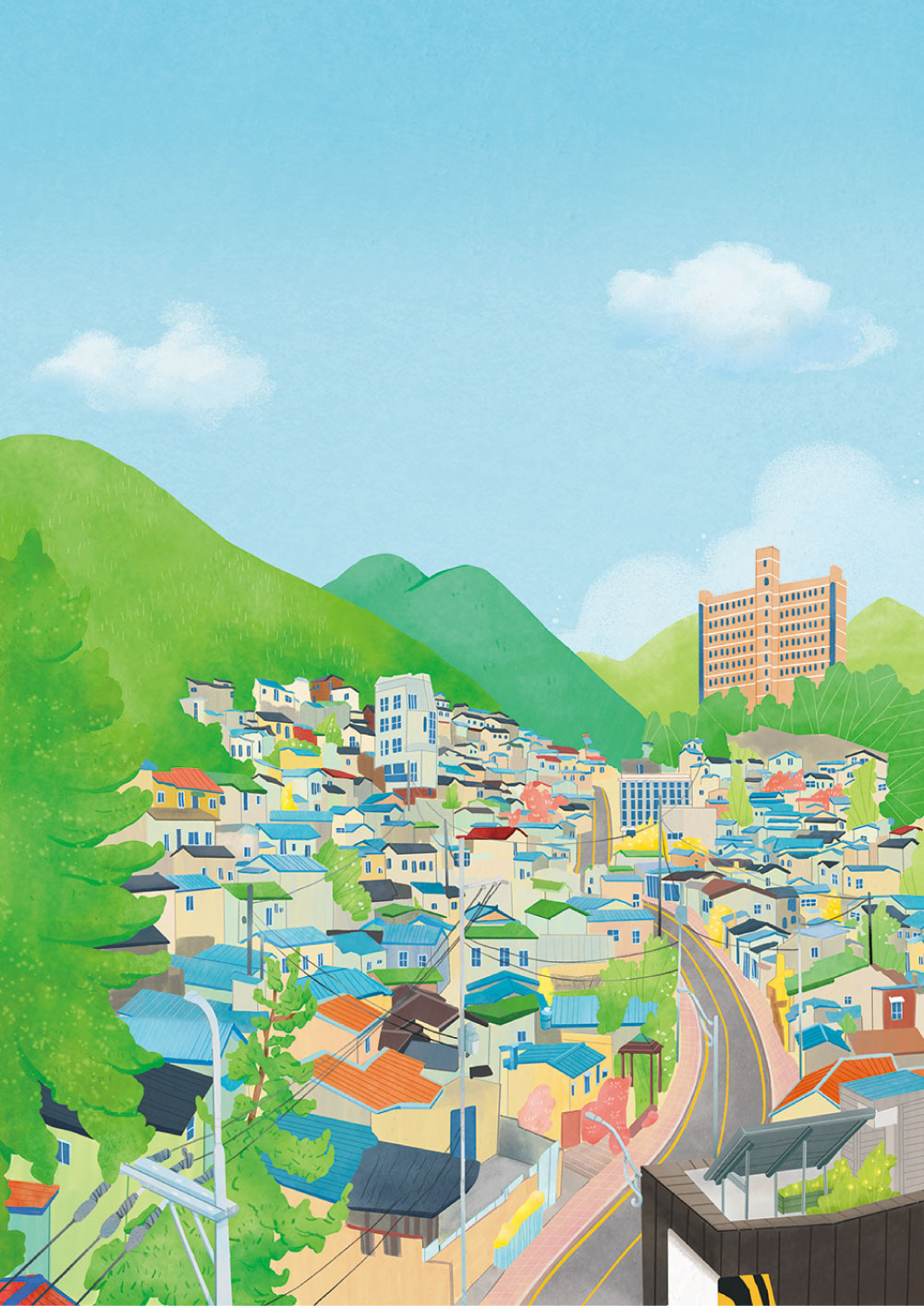 대성프린텍 표지디자인 부산 마을 일러스트 삽화 일러스트디자인 하늘눈 하늘눈디자인